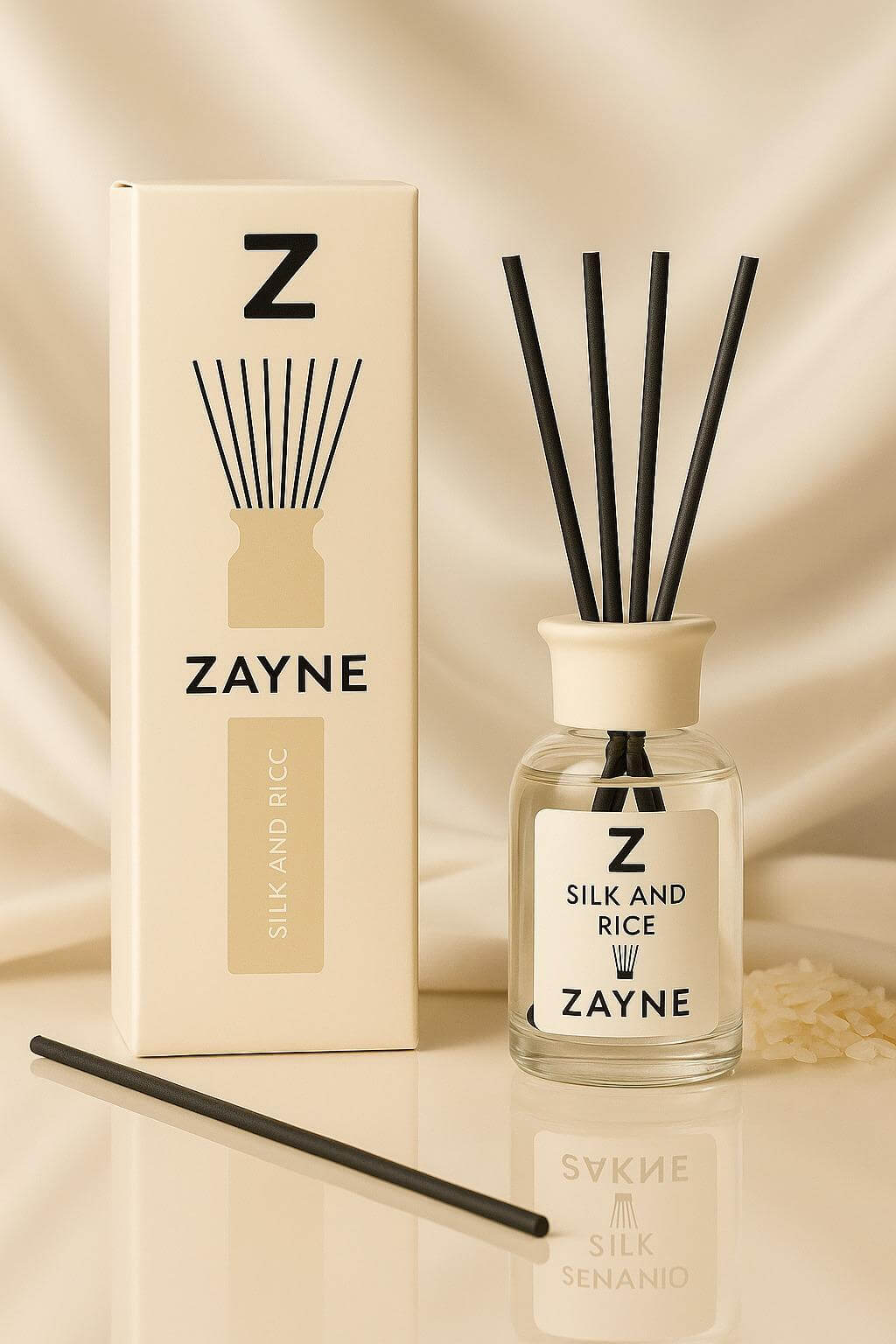 ZAYNE Namų kvapas su lazdelėmis SILK AND RICE 110ml