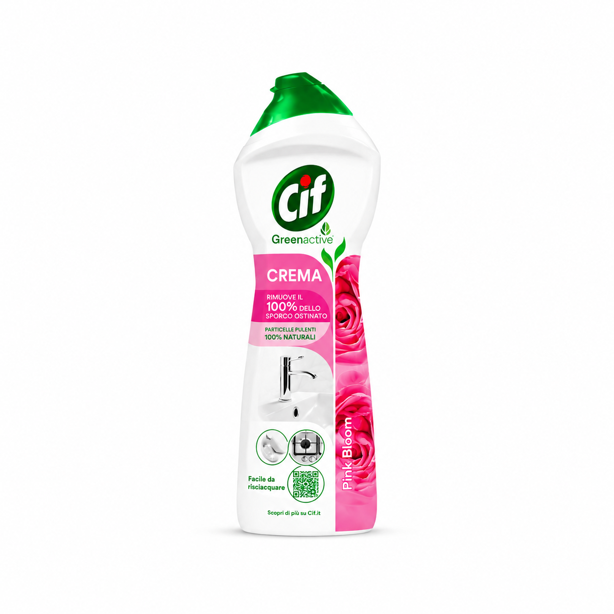 Cif Greenactive Crema Pink Bloom - universali valymo priemonė virtuvės ir vonios kambario valymui