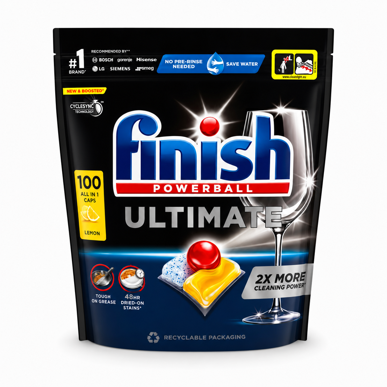 FINISH Powerball Ultimate Lemon indaplovių kapsulės 100 vnt.
