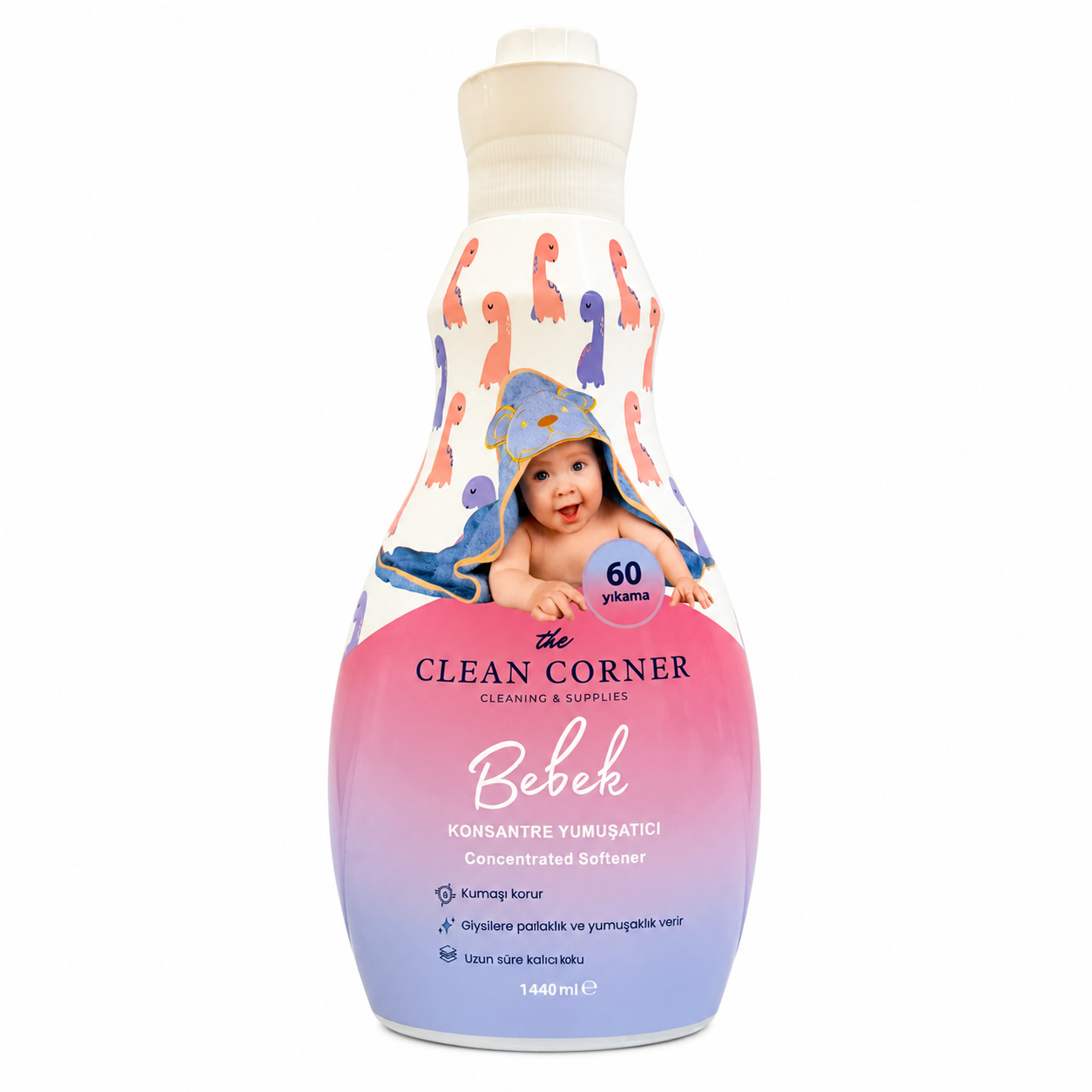 The Clean Corner Baby audinių minkštiklis 1440 ml kūdikių ir vaikų drabužiams.